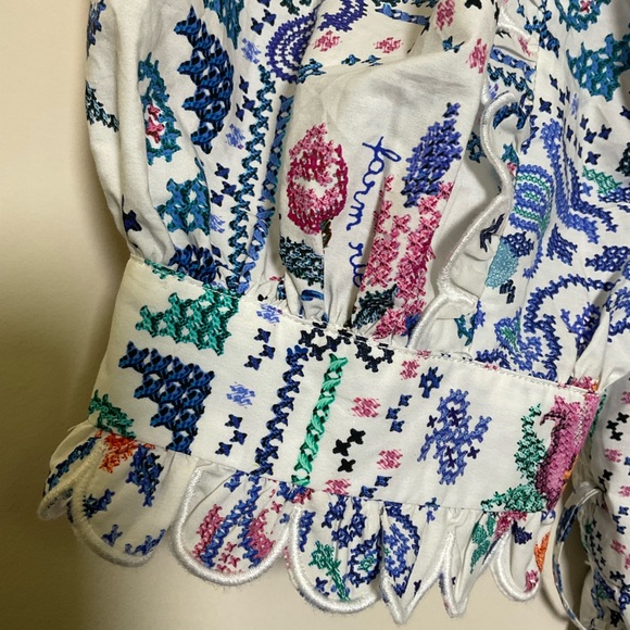 Farm Rio Romantic Bandanas Puff-Sleeve Romper Size Small ( NO BELT) - Picture 3 of 10